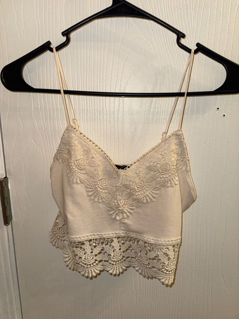 Topshop Cream Lace Cropped Cami